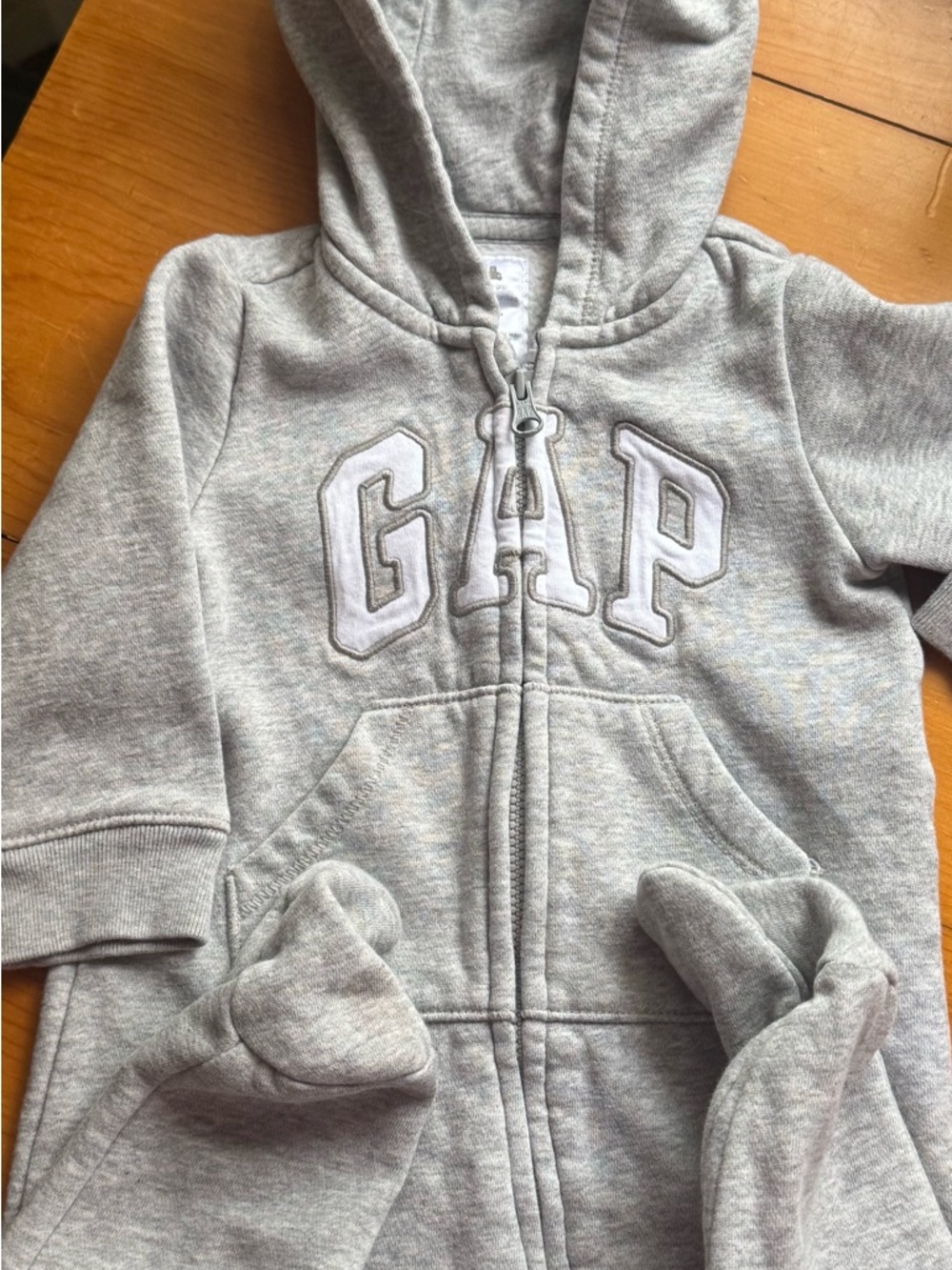 Baby GAP | Gray | Zip Hoodie One Piece | Cozy Fleece | 6–12 Months - Picture 3 of 3